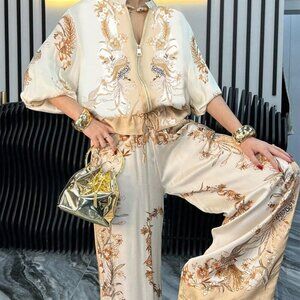 Multicolor Boho Women's 2 piece top and pants set